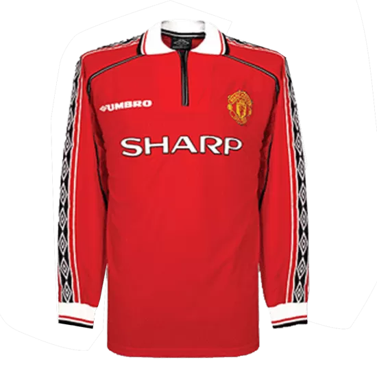 Retro 1998 99 Manchester United Home Long Sleeve Soccer Jersey