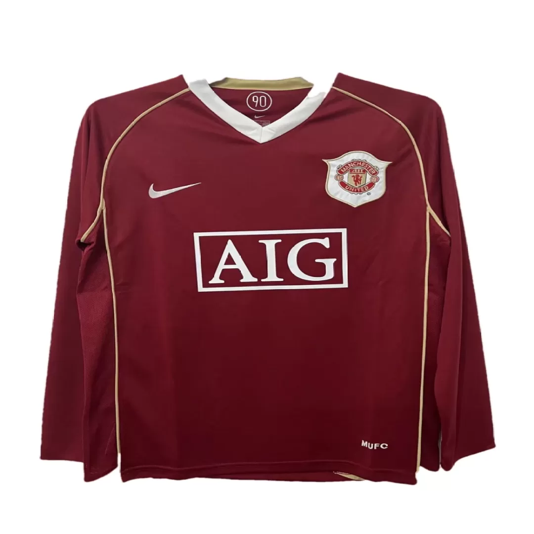 Retro Manchester United Home Long Sleeve Soccer Jersey