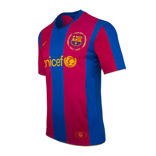 Men's Retro 2007/08 Barcelona Home 50-Years Anniversary Soccer Jersey Shirt - Pro Jersey Shop