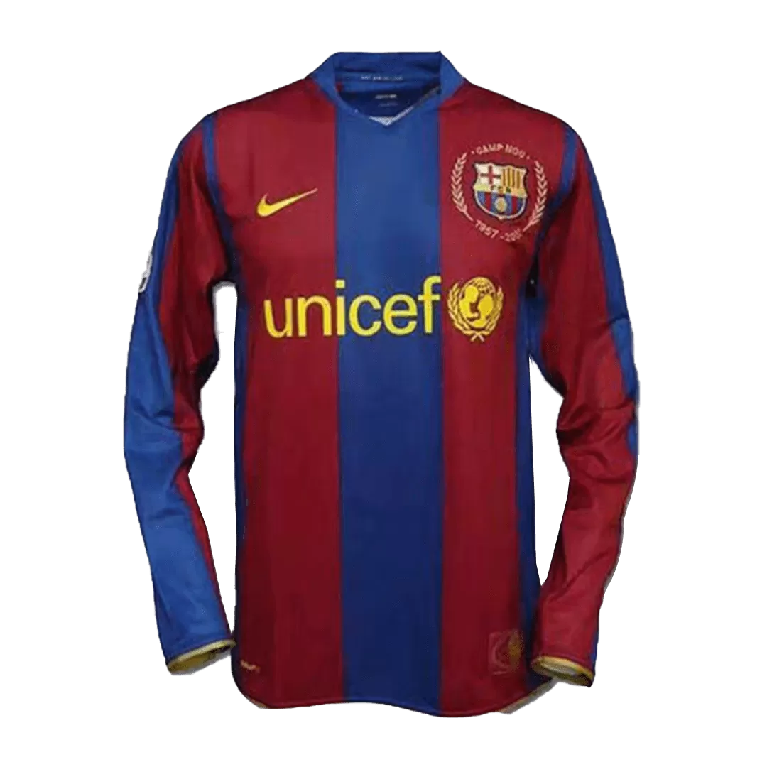 Barcelona 2007-2008 Home Long-Sleeve Retro Jersey [Free Shipping]