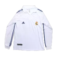 Retro 2001/02 Real Madrid Home Long Sleeve Soccer Jersey - soccerdealshop