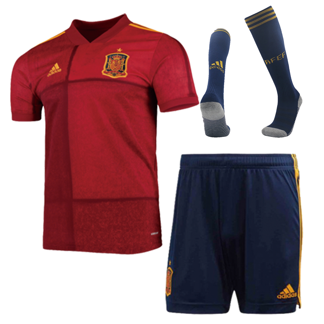 Adidas Spain Home Soccer Jersey Kit(Jersey+Shorts+Socks) 2020