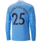 Puma FERNANDINHO #25 Manchester City Home Long Sleeve Soccer Jersey 2020/21 - soccerdealshop