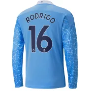 Puma RODRIGO #16 Manchester City Home Long Sleeve Soccer Jersey 2020/21 - soccerdealshop