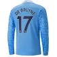 Puma DE BRUYNE #17 Manchester City Home Long Sleeve Soccer Jersey 2020/21 - soccerdealshop