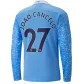 Puma JOÃO CANCELO #27 Manchester City Home Long Sleeve Soccer Jersey 2020/21 - soccerdealshop