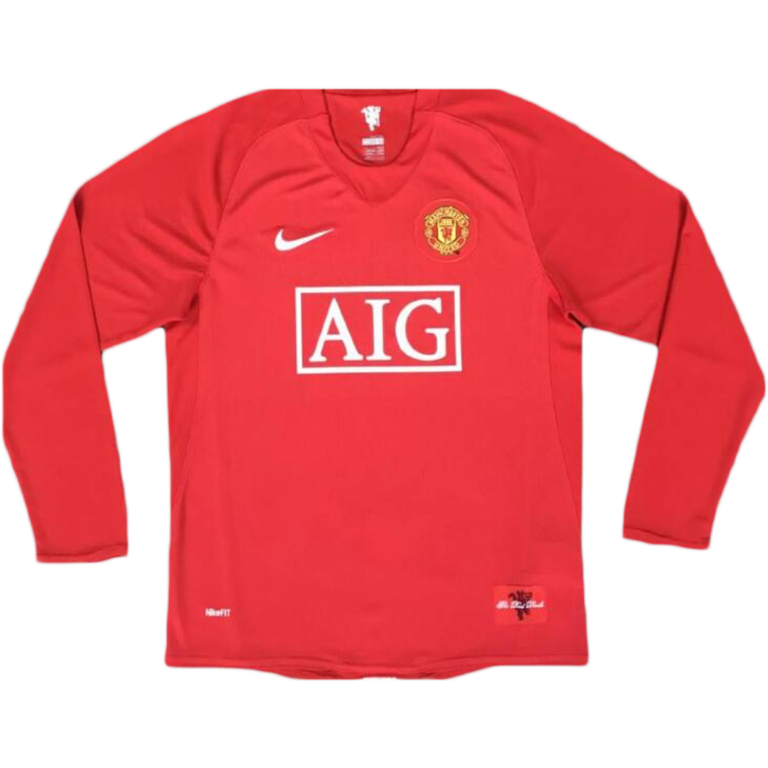 Retro RONALDO #7 2007/08 Manchester United Home Long Sleeve Soccer Jersey - soccerdeal