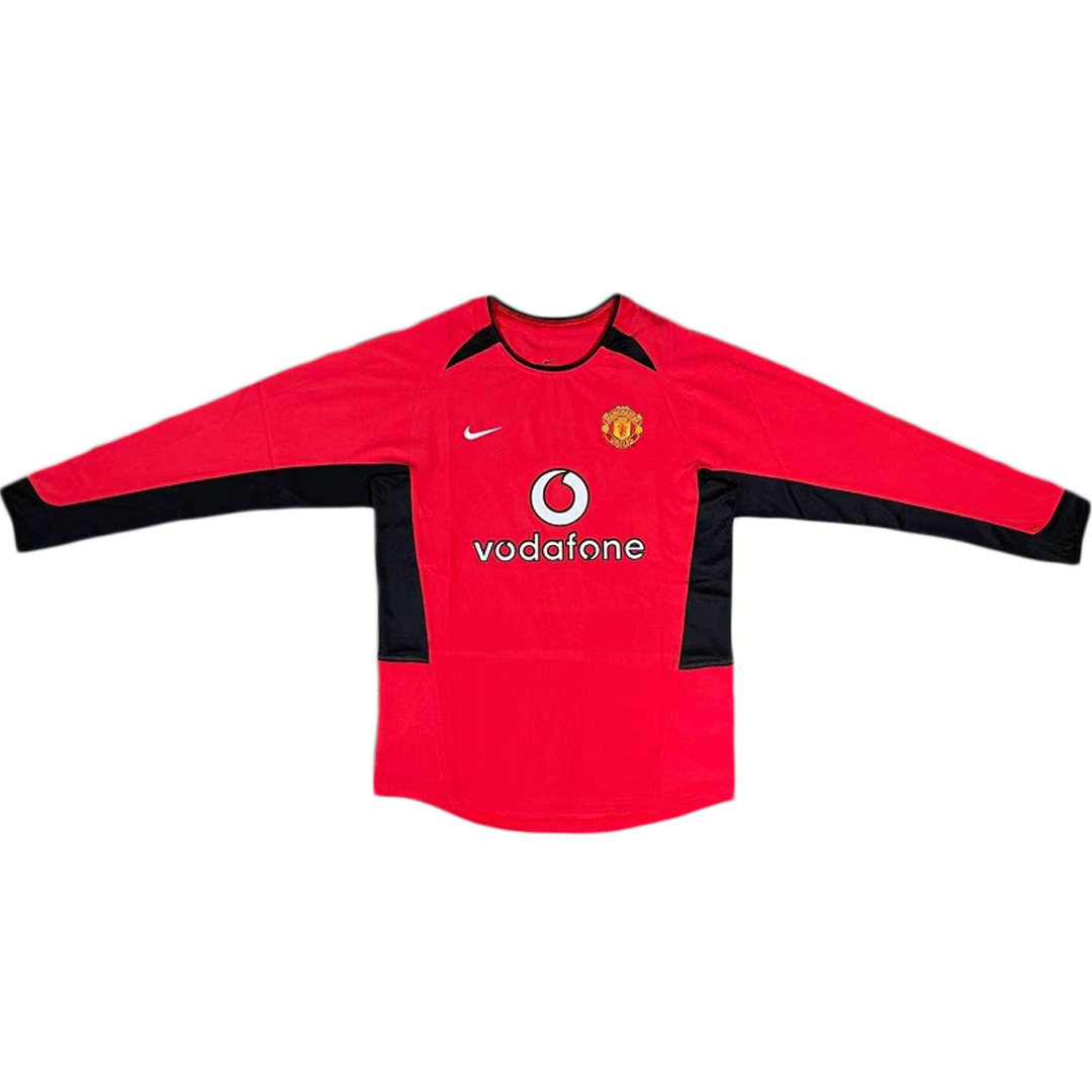 Retro 2002/03 Manchester United Home Long Sleeve Soccer Jersey - soccerdeal