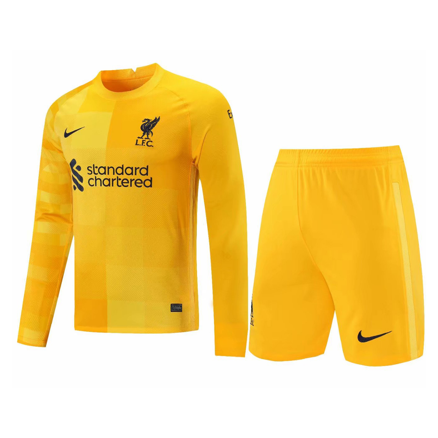 Nike Liverpool Goalkeeper Long Soccer Jersey Kit(Jersey+Shorts) 2021/22