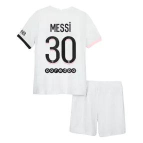 Kid's Nike Messi #30 PSG Away Soccer Jersey Kit(Jersey+Shorts) 2021/22 - soccerdealshop