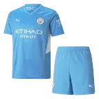 Kid's Puma Manchester City Home Soccer Jersey Kit(Jersey+Shorts) 2021/22 - soccerdealshop