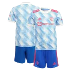 Kid's Adidas Manchester United Away Soccer Jersey Kit(Jersey+Shorts) 2021/22 - soccerdealshop