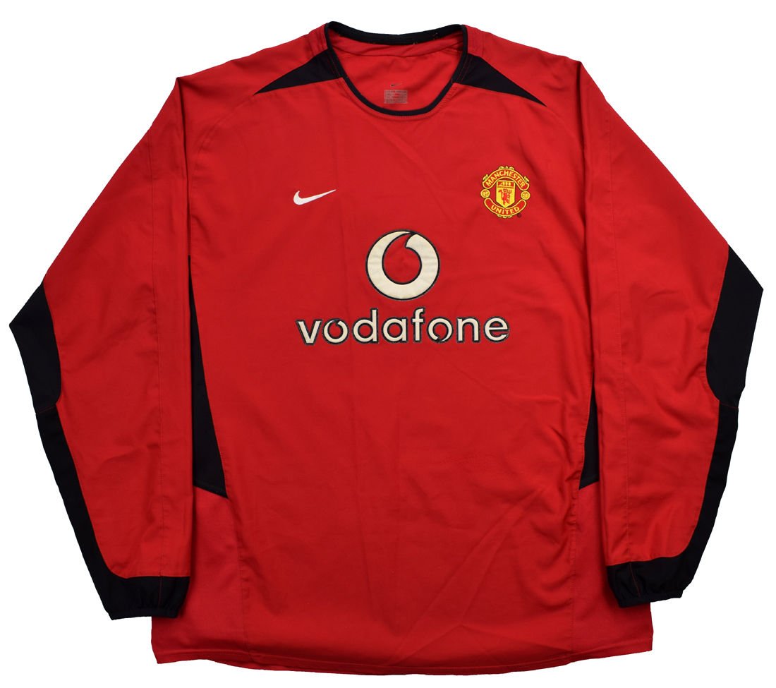 Retro 2002/03 Manchester United Home Long Sleeve Soccer Jersey - soccerdeal