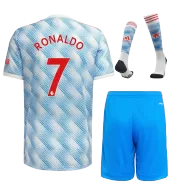 Adidas RONALDO #7 Manchester United Away Soccer Jersey Kit(Jersey+Shorts+Socks) 2021/22 - soccerdealshop