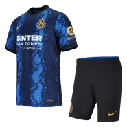 Kid's Nike Inter Milan Home Soccer Jersey Kit(Jersey+Shorts) 2021/22 - soccerdealshop