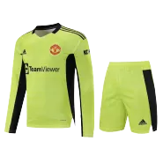 Adidas Manchester United Goalkeeper Long Sleeve Soccer Jersey Kit(Jersey+Shorts) 2021/22 - soccerdealshop