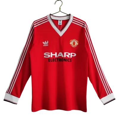 Retro 1983 Manchester United Home Long Sleeve Soccer Jersey - Soccerdeal
