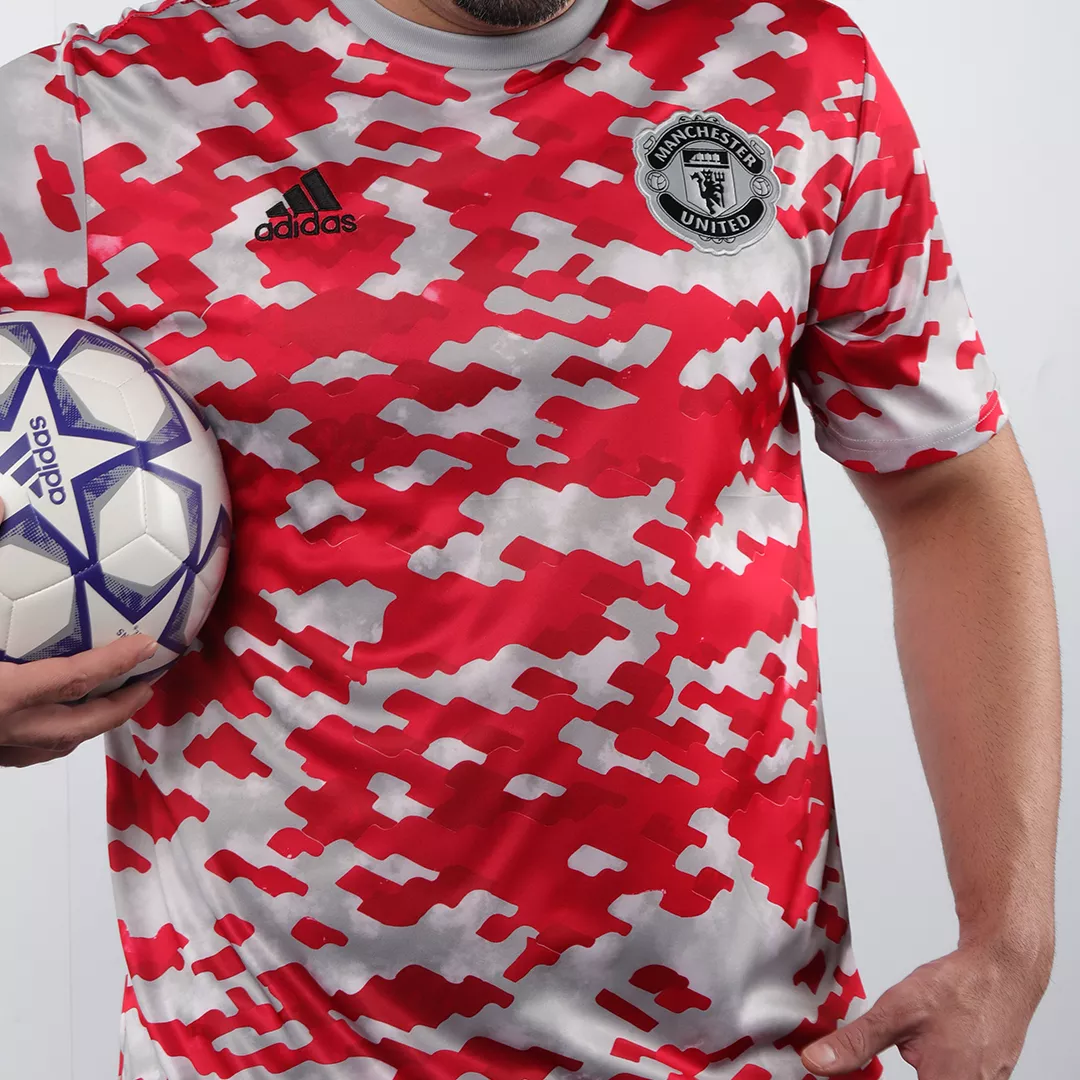 Replica Adidas Manchester United Training Soccer Jersey 2021/22 - White&Red - soccerdealshop