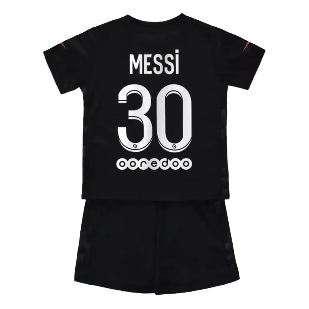 Kid's Nike Messi #30 PSG Third Away Soccer Jersey Kit(Jersey+Shorts) 2021/22 - soccerdealshop