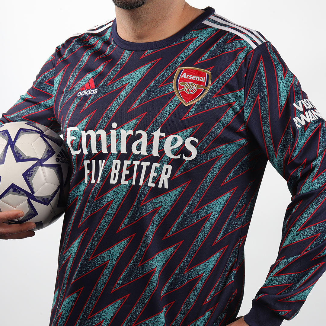 adidas Arsenal 2021-22 Long-Sleeve Home Soccer Jersey - Red/Navy - Soccerium