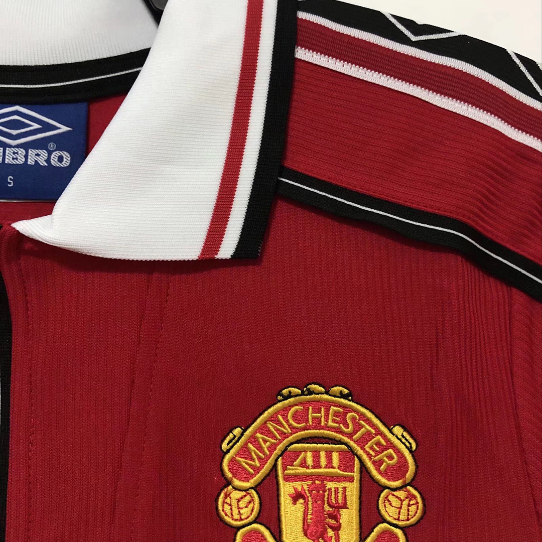 Retro 1998 Manchester United Home Long Sleeve Soccer Jersey - soccerdeal