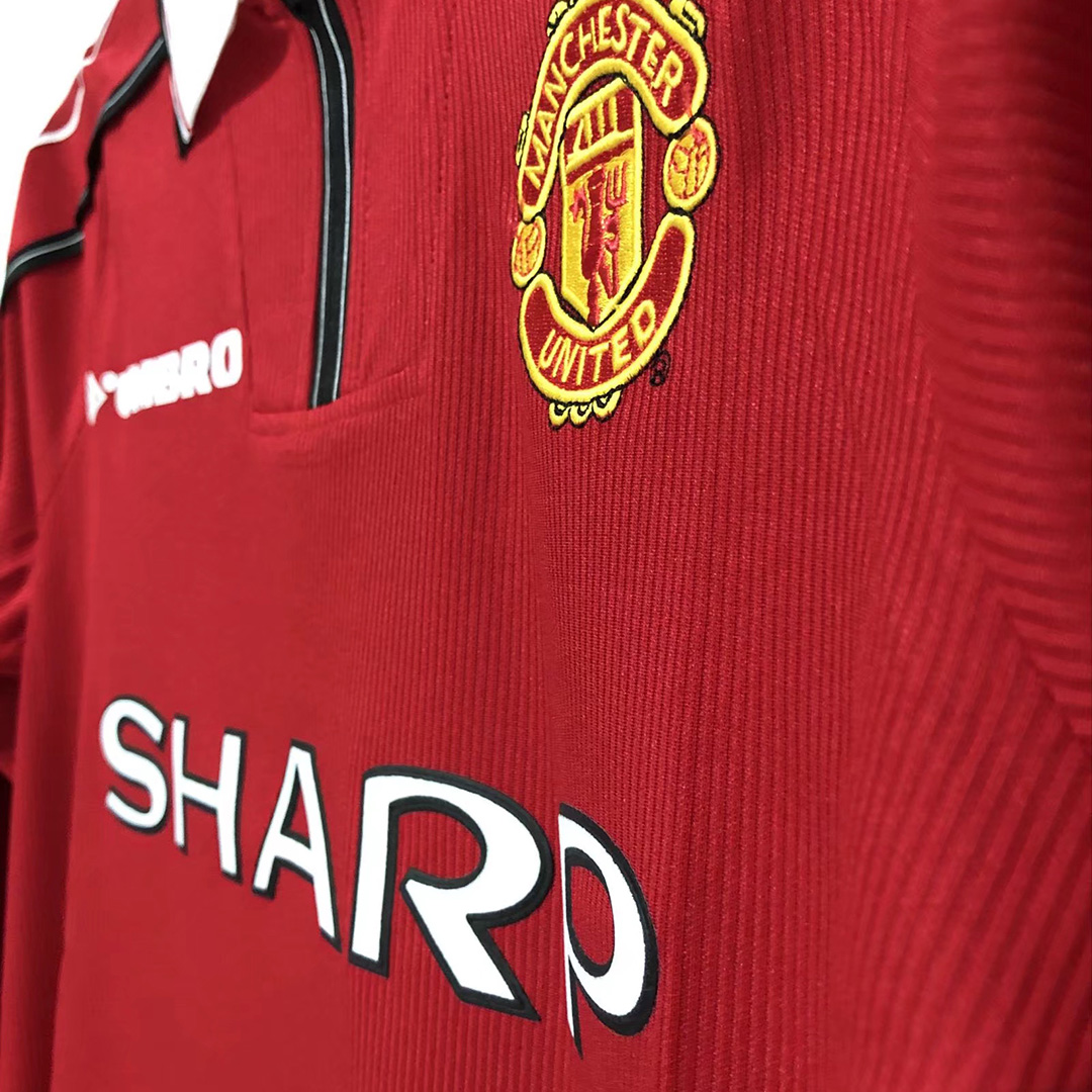 Retro 1998 Manchester United Home Long Sleeve Soccer Jersey - soccerdeal