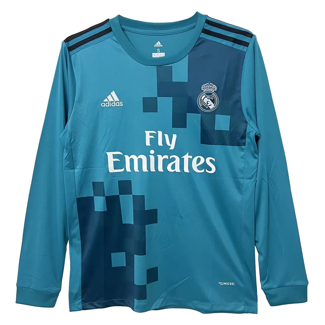 server Amuseren stapel Retro 2017/18 Real Madrid Away Long Sleeve Soccer Jersey