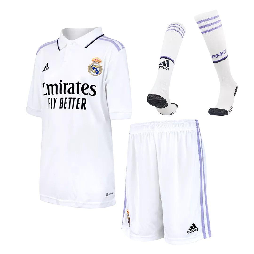 Kid's Real Madrid Home Soccer Jersey Kit(Jersey+Shorts+Socks) 2022/23