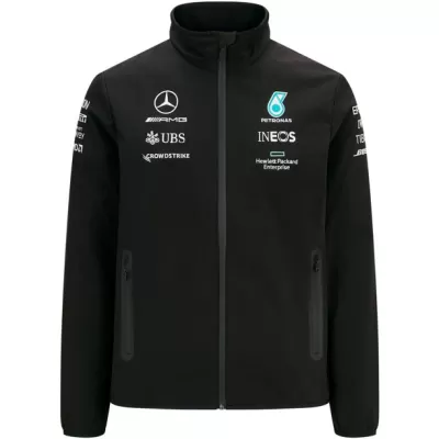 Men's Mercedes AMG Petronas F1 Racing Team Softshell Jacket- Black 2021 - Soccerdeal