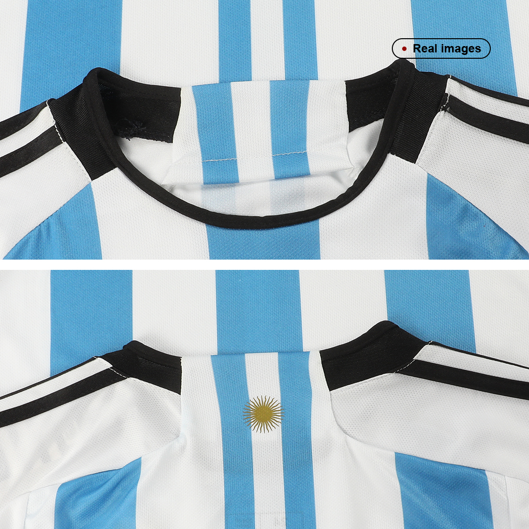 Kid's Argentina 3 Stars Home Soccer Jersey Kit(Jersey+Shorts+Socks) 2022 - soccerdeal