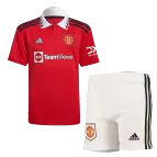 Kid's Adidas Manchester United Home Soccer Jersey Kit(Jersey+Shorts) 2022/23 - soccerdealshop