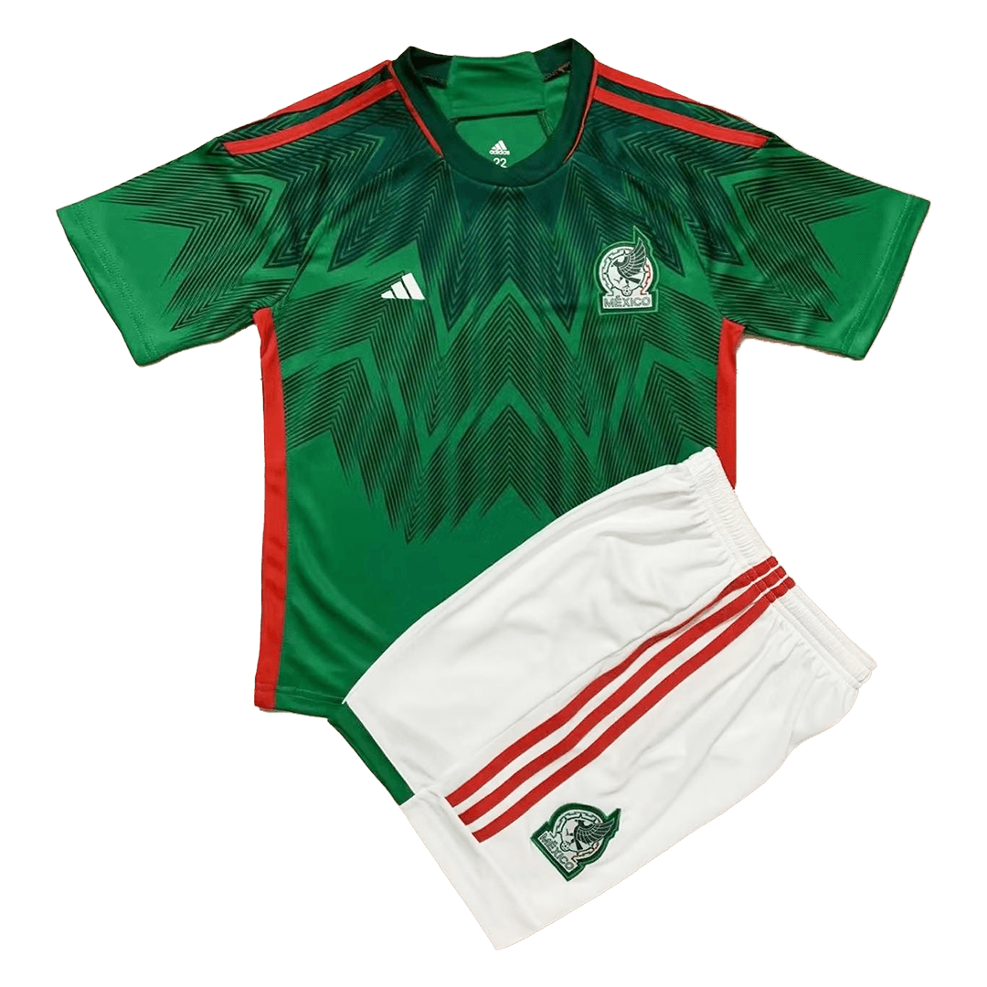 Kid's Mexico Home Soccer Jersey Kit(Jersey+Shorts) 2022 - soccerdeal