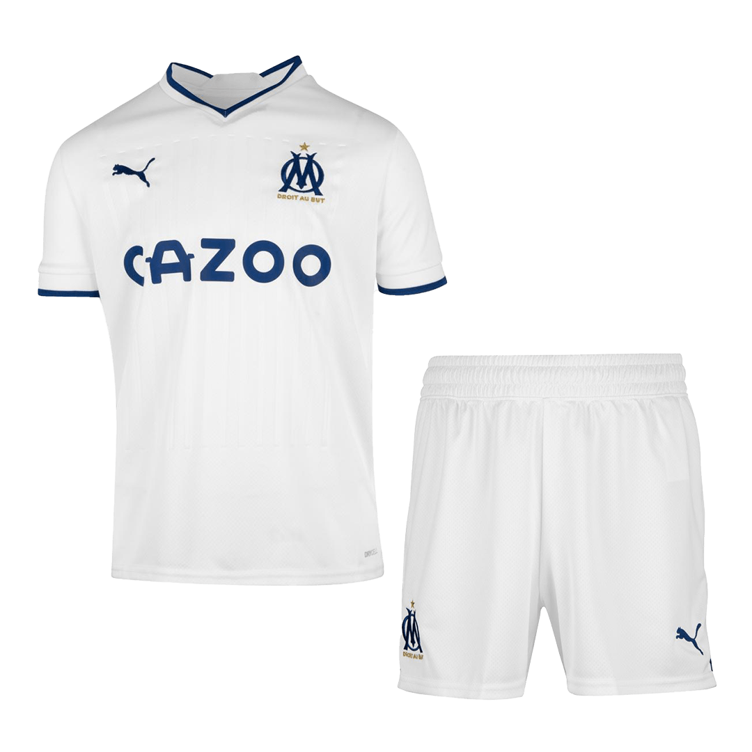 Kid's Marseille Home Soccer Jersey Kit(Jersey+Shorts) 2022/23 - soccerdeal