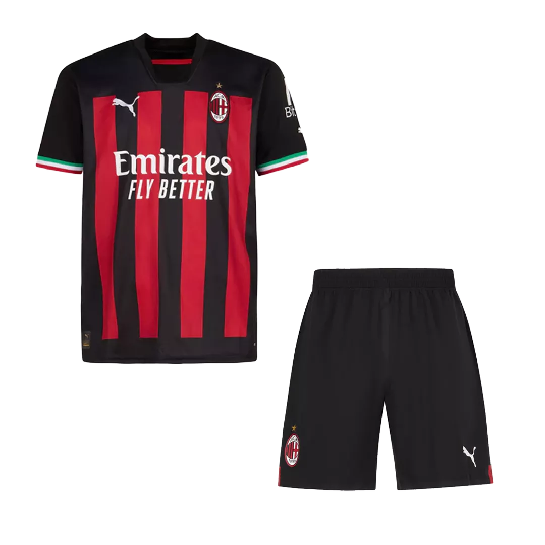 Kid's AC Milan Home Soccer Jersey Kit(Jersey+Shorts) 2022/23