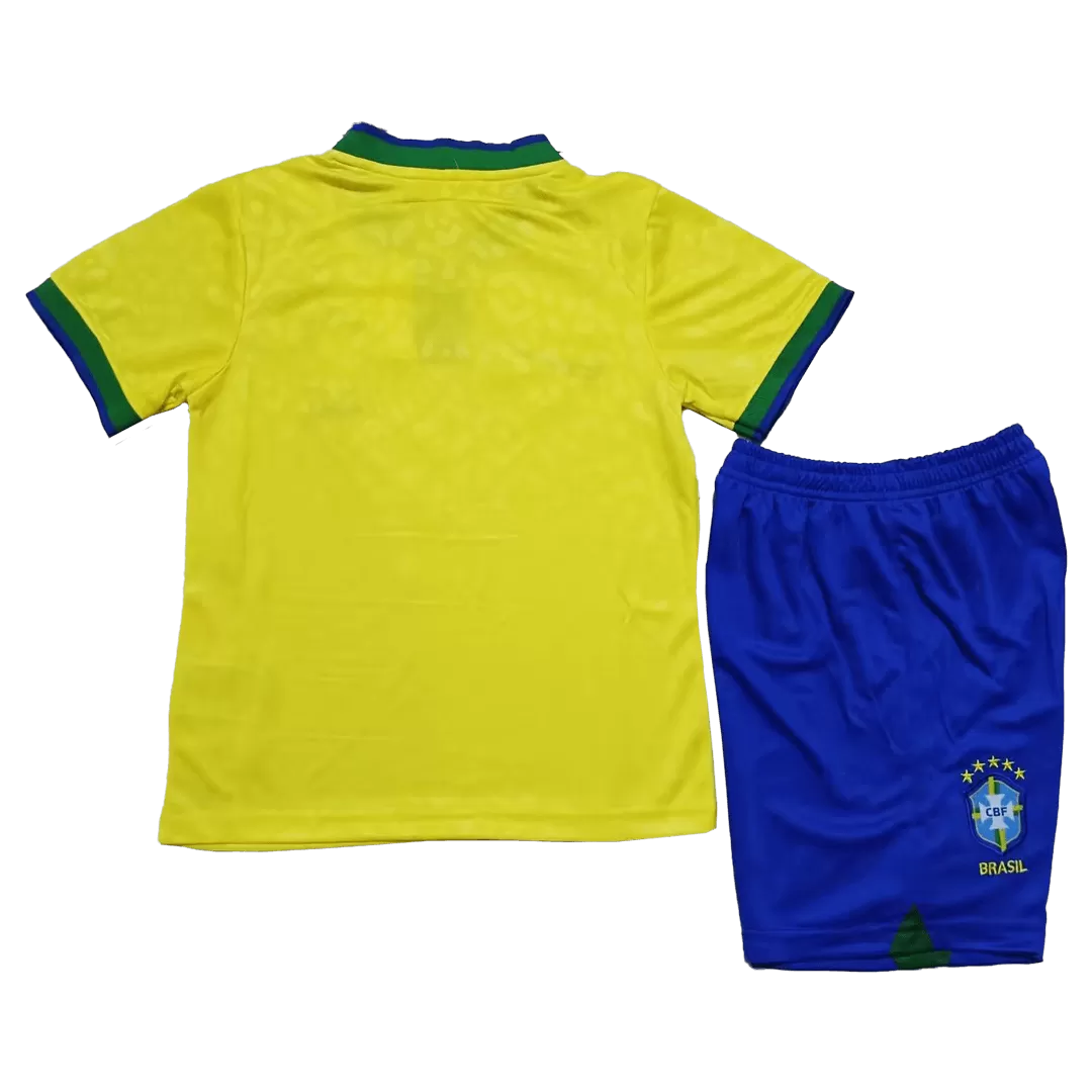 Kid's Brazil Home Soccer Jersey Kit(Jersey+Shorts) 2022