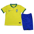 Kid's Brazil Home Soccer Jersey Kit(Jersey+Shorts) 2022 - soccerdealshop
