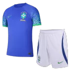 Kid's Brazil World Cup Away Soccer Jersey Kit(Jersey+Shorts) 2022 - soccerdealshop