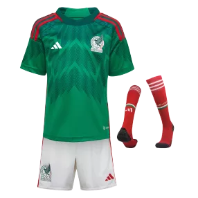 Kid's Mexico Home Soccer Jersey Kit(Jersey+Shorts+Socks) 2022 - soccerdeal