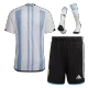 Argentina 3 Stars Home Soccer Jersey Kit(Jersey+Shorts+Socks) 2022 - soccerdeal