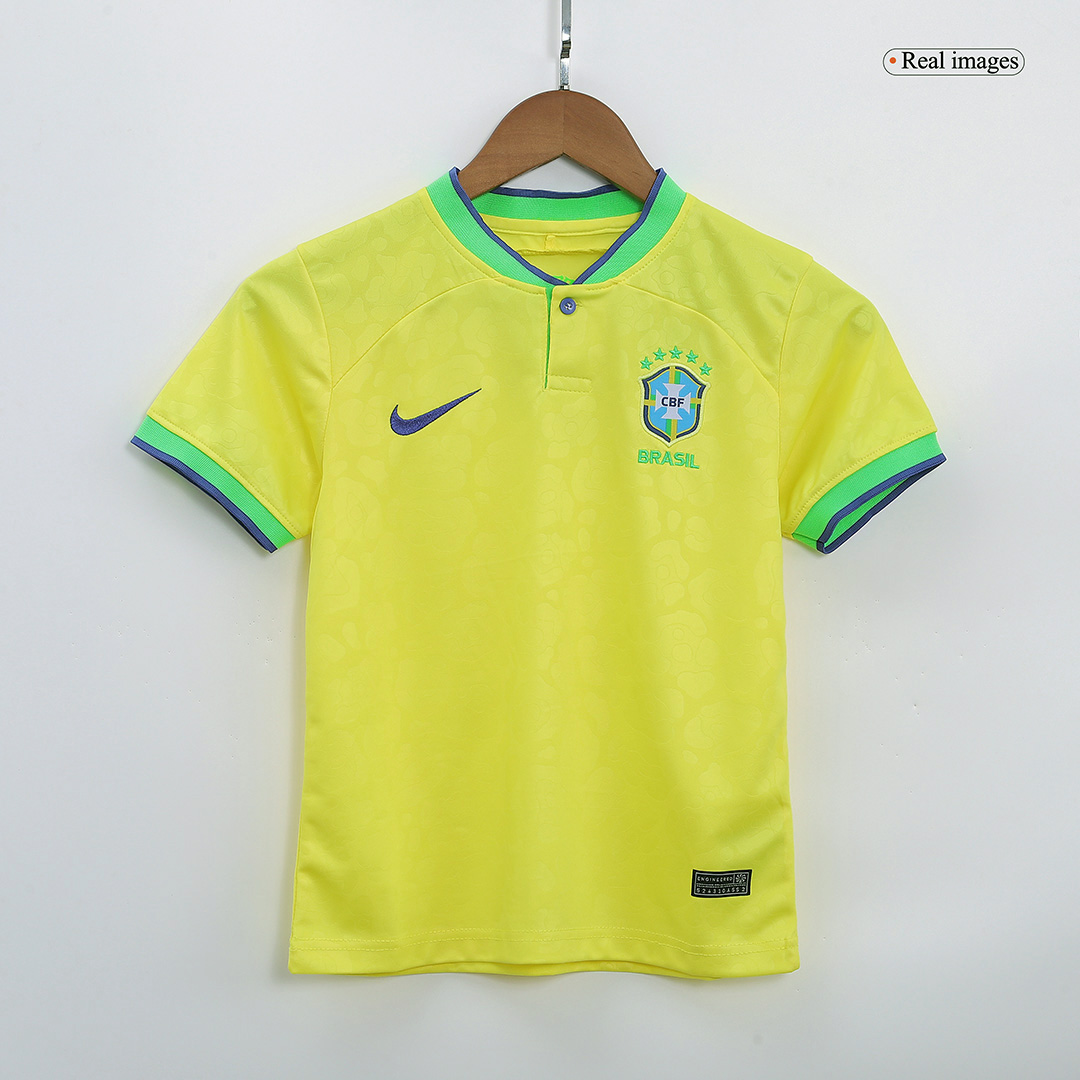 Kid's Brazil Home Soccer Jersey Kit(Jersey+Shorts) 2022 - soccerdeal