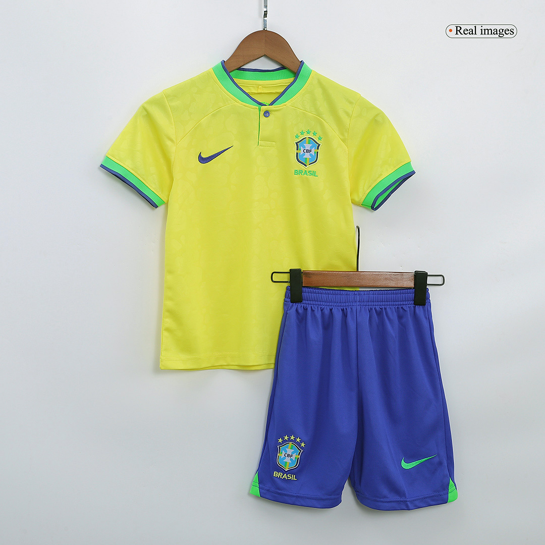 Kid's Brazil Home Soccer Jersey Kit(Jersey+Shorts) 2022 - soccerdeal