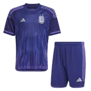 Kid's Argentina Away Soccer Jersey Kit(Jersey+Shorts) 2022 - soccerdealshop