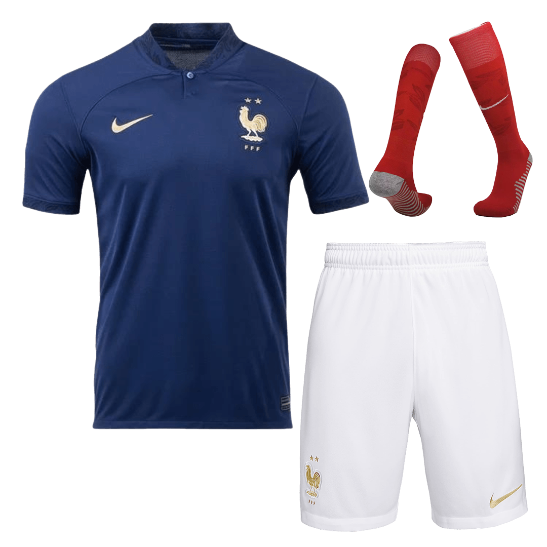 France Home Soccer Jersey Kit(Jersey+Shorts+Socks) 2022 - soccerdeal