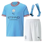 Kid's Manchester City Home Soccer Jersey Kit(Jersey+Shorts+Socks) 2022/23 - soccerdealshop
