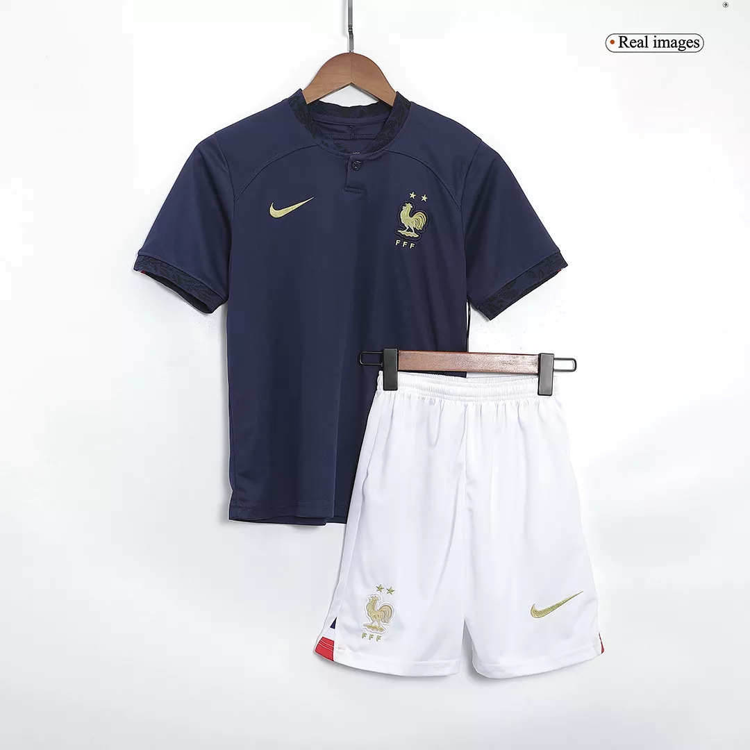Kid's France Home Soccer Jersey Kit(Jersey+Shorts) 2022