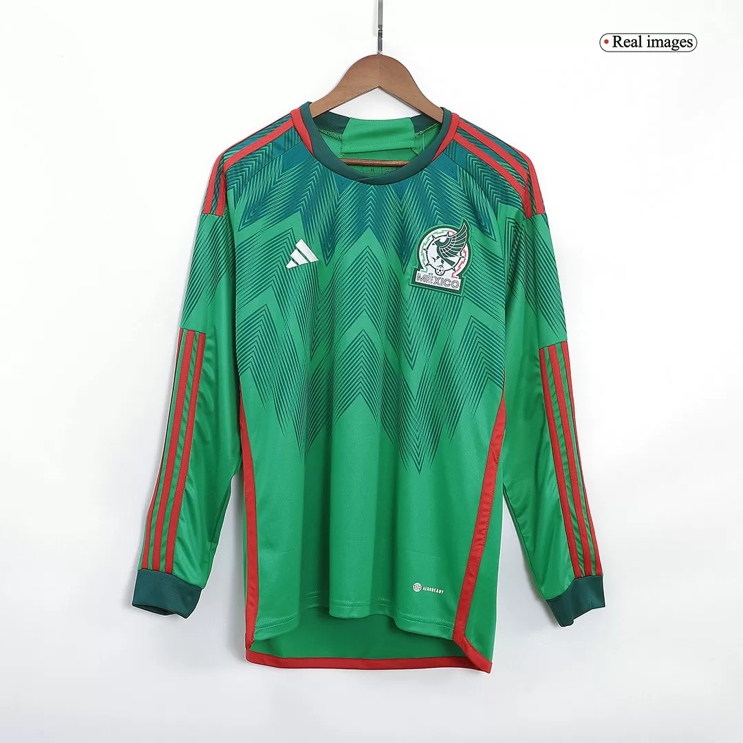 adidas 2022-23 Mexico Home Long-Sleeve Jersey - Green-Red