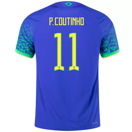 Authentic P.Coutinho #11 Brazil Away Soccer Jersey 2022 - soccerdeal