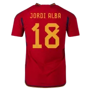 Authentic JORDI ALBA #18 Spain Home Soccer Jersey 2022 - soccerdealshop