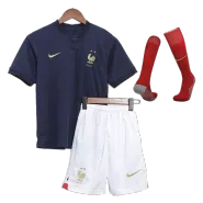 Kid's France Away Soccer Jersey Kit(Jersey+Shorts+Socks) 2022 - soccerdealshop