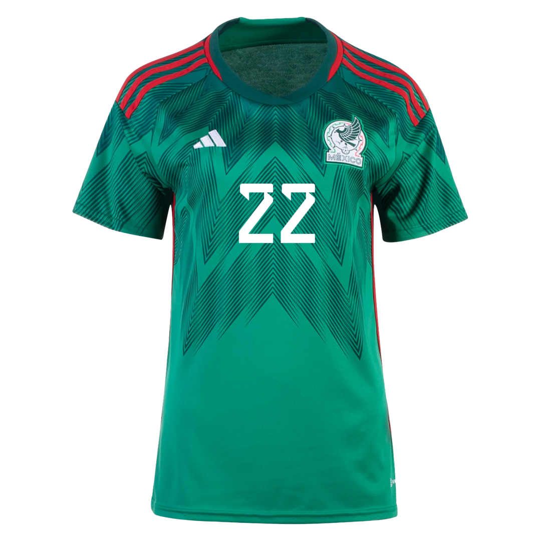 Women's H.LOZANO #22 Mexico Home Soccer Jersey 2022 - soccerdeal